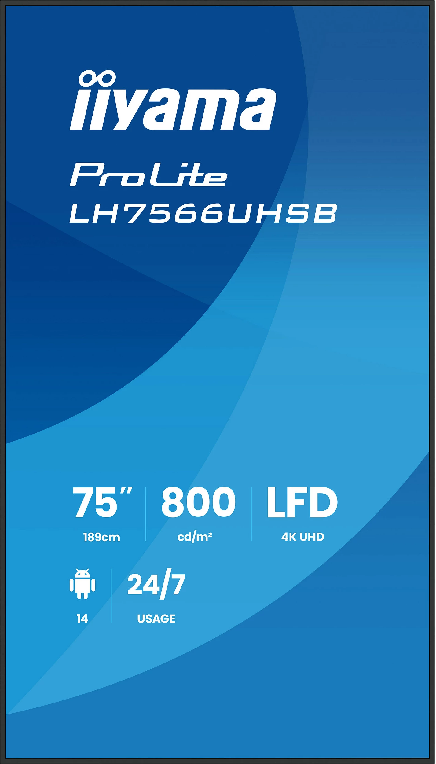 Ekran digital signage iiyama ProLite LH7566UHSB-B1AG, 75", 4K UHD, Wi‑Fi, 800cd/m², 24/7, i zi