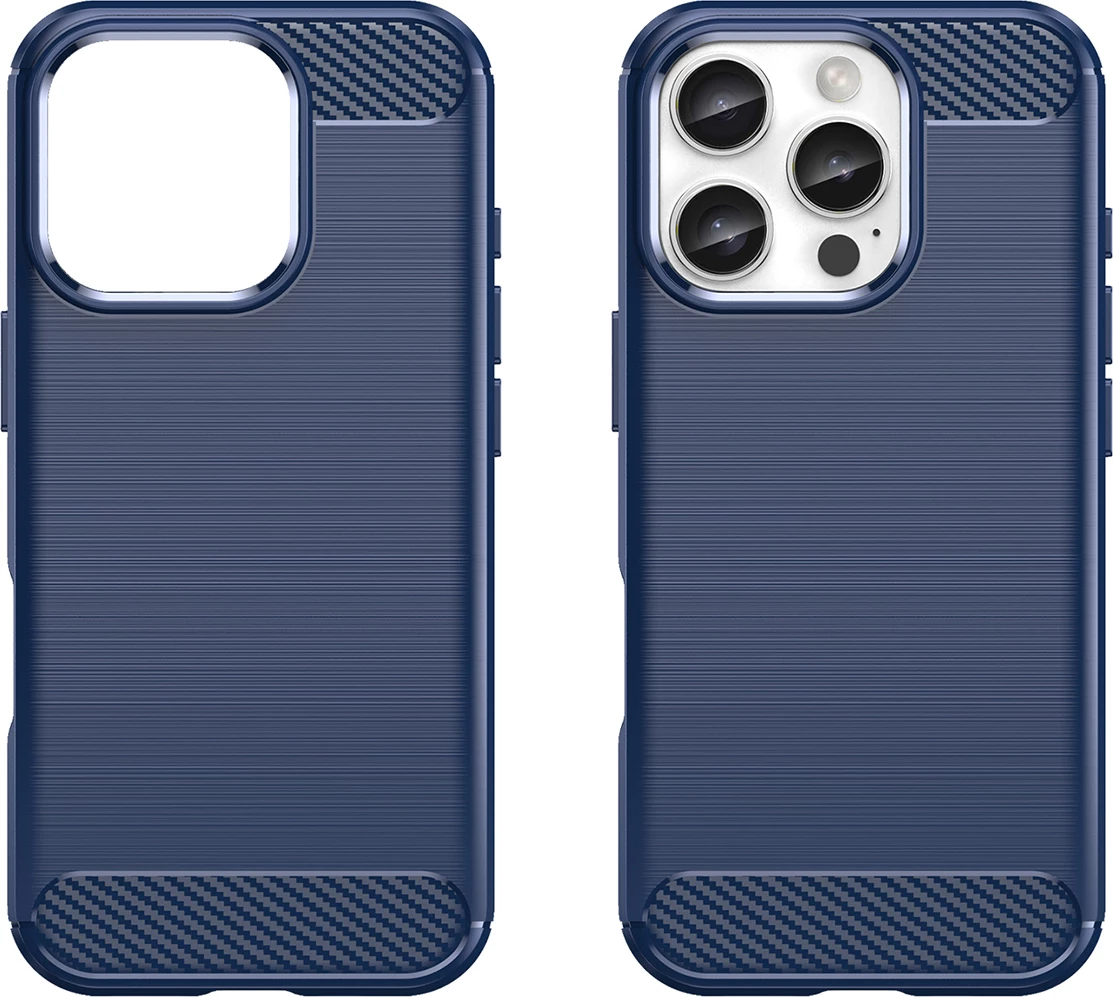 Mbështjellës Hurtel Carbon Case për iPhone 16 Pro, TPU, Blu