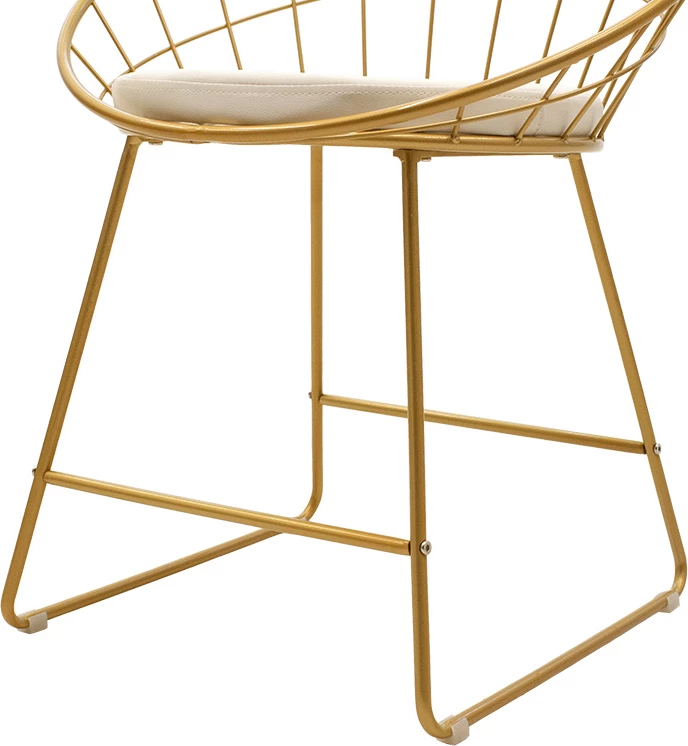 Karrige metalike e artë me jastëk të bardhë PVC