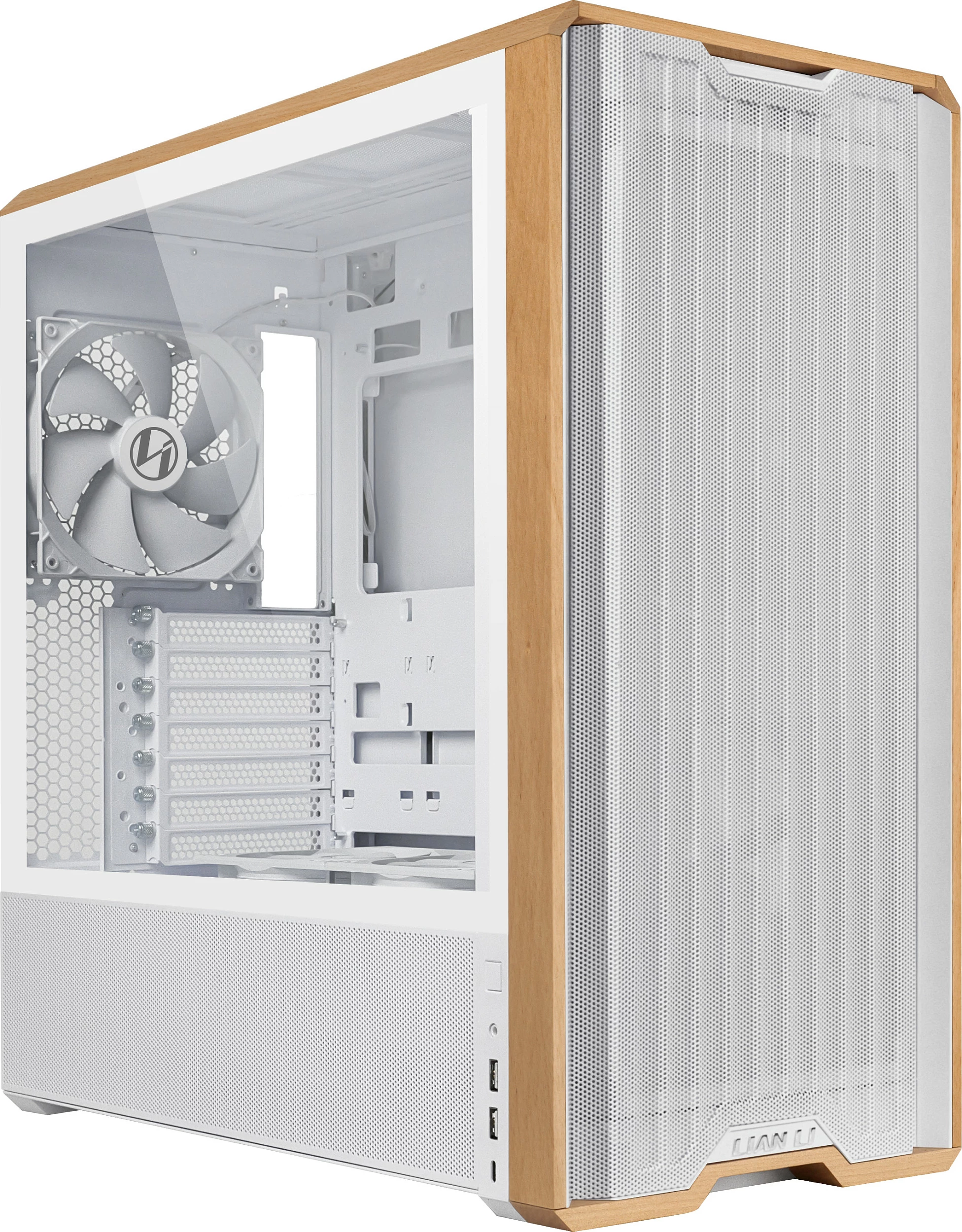 Kasë Lian Li LANCOOL 217, midi tower, mesh front, panel anësor transparent, e bardhë