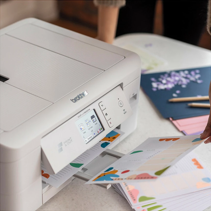 Printer multifunksional Brother DCP-J1800DW, Inkjet, Print & Cut, A4/A5, Wi‑Fi, Duplex, i bardhë