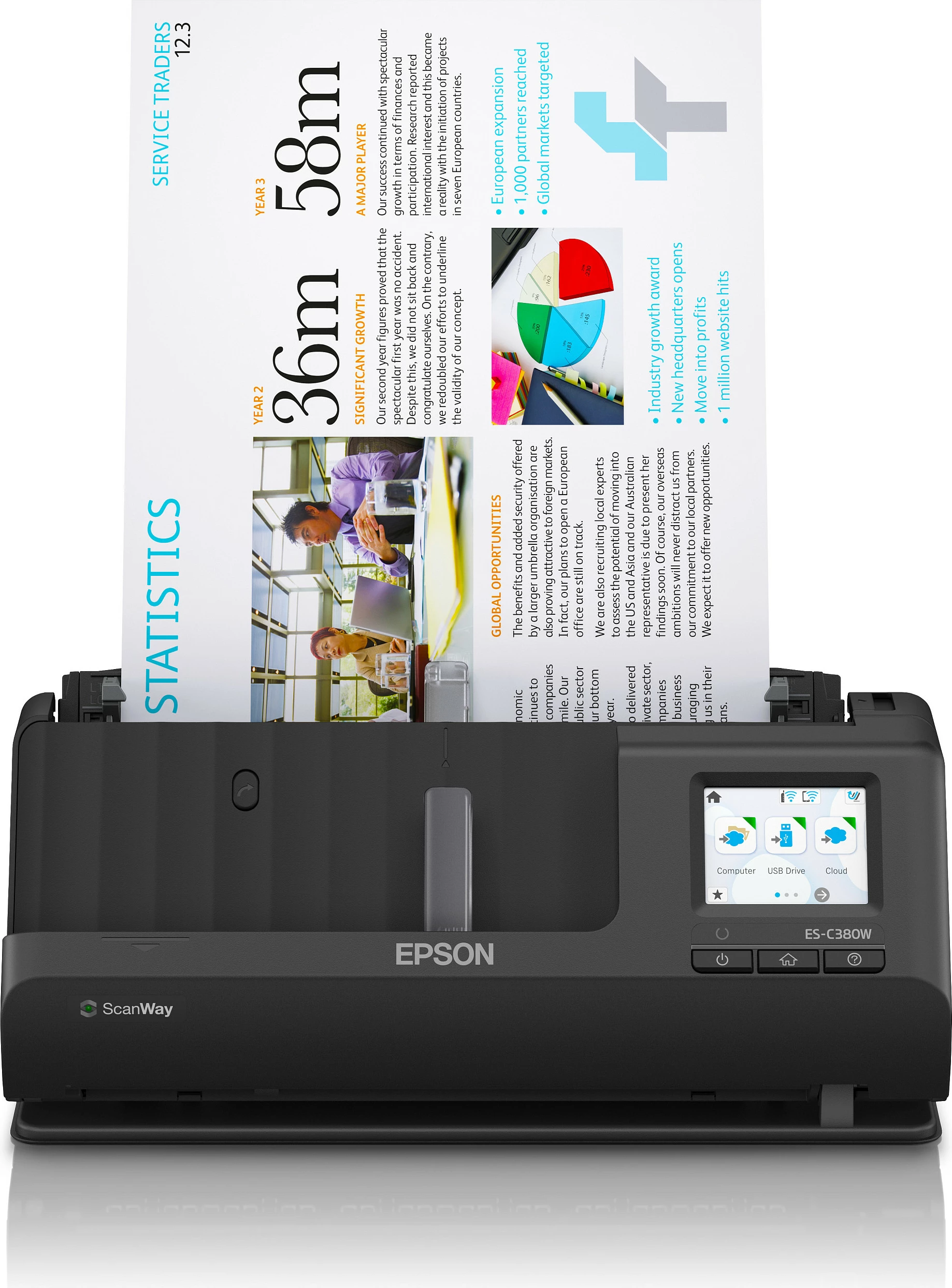 Skaner Epson WorkForce ES-C380W, A4, duplex, Wi‑Fi, i zi