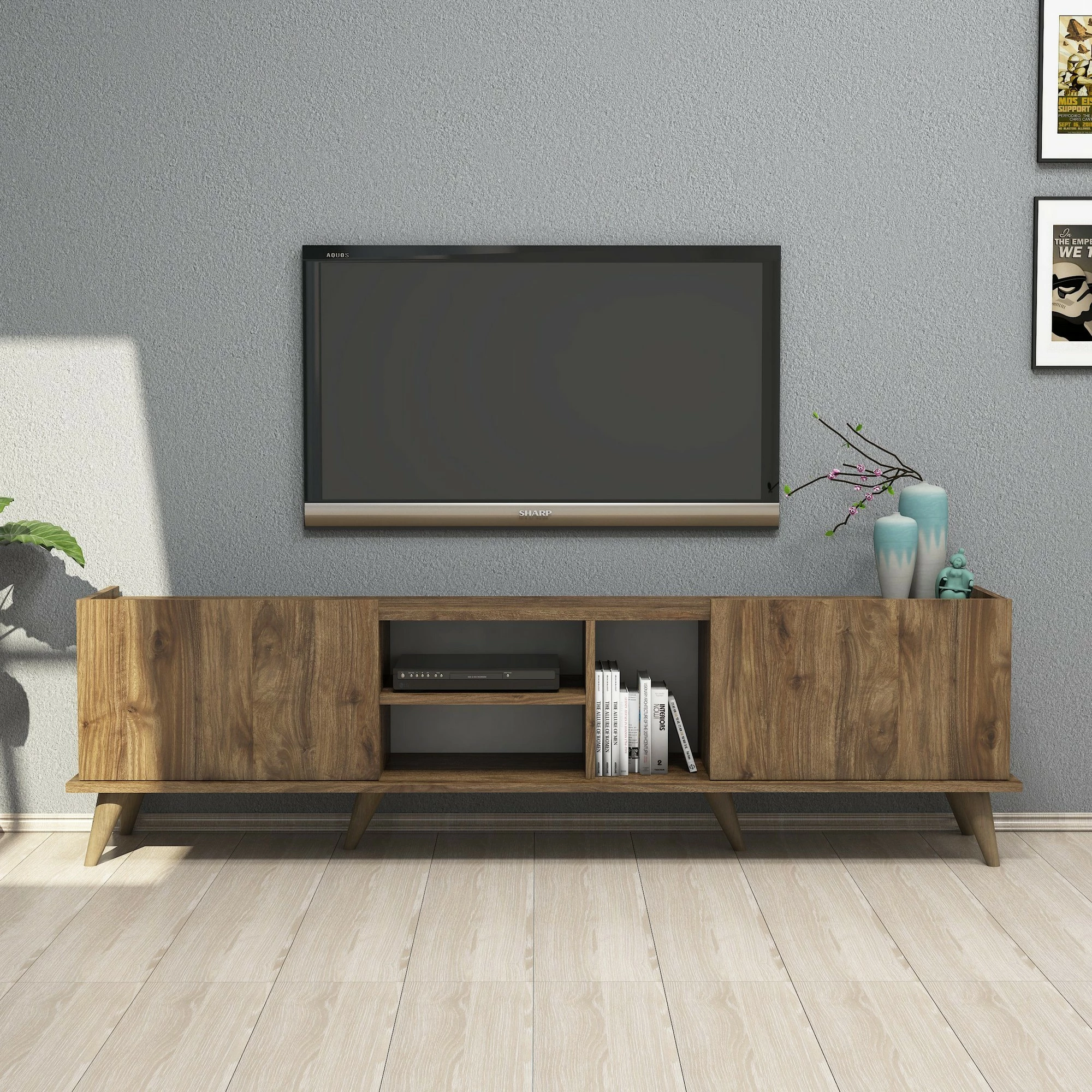 Komodë TV Hanah Home, Elegante 1310, ngjyrë arre, 180x52x34cm