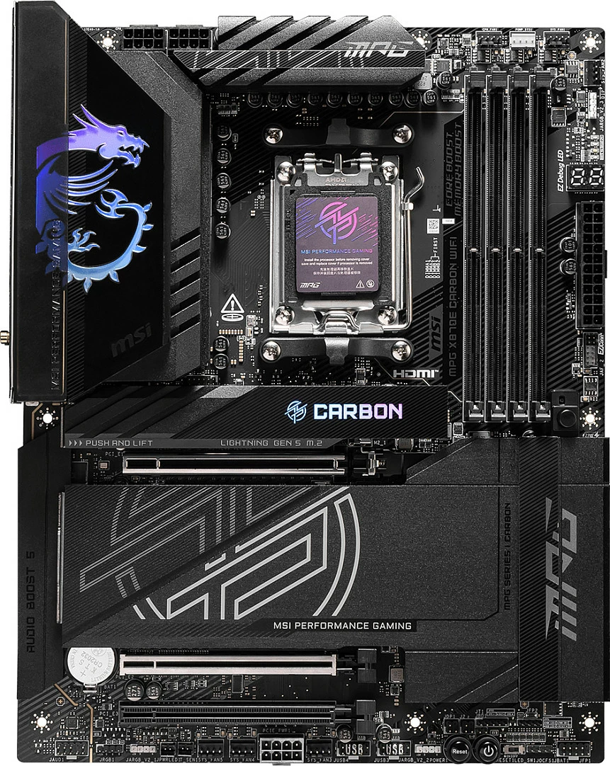 Pllakë amë MSI MPG X870E CARBON WIFI, Socket AM5, DDR5, 256GB, e zezë