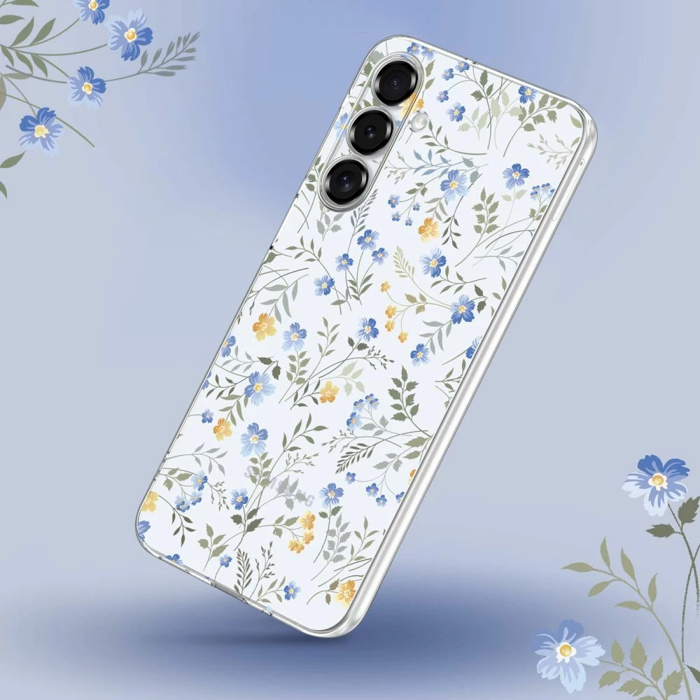 Mbështjellës Tech-Protect FlexAir për Samsung Galaxy S25, Daisies with Leaves, Bardhë/Transparent