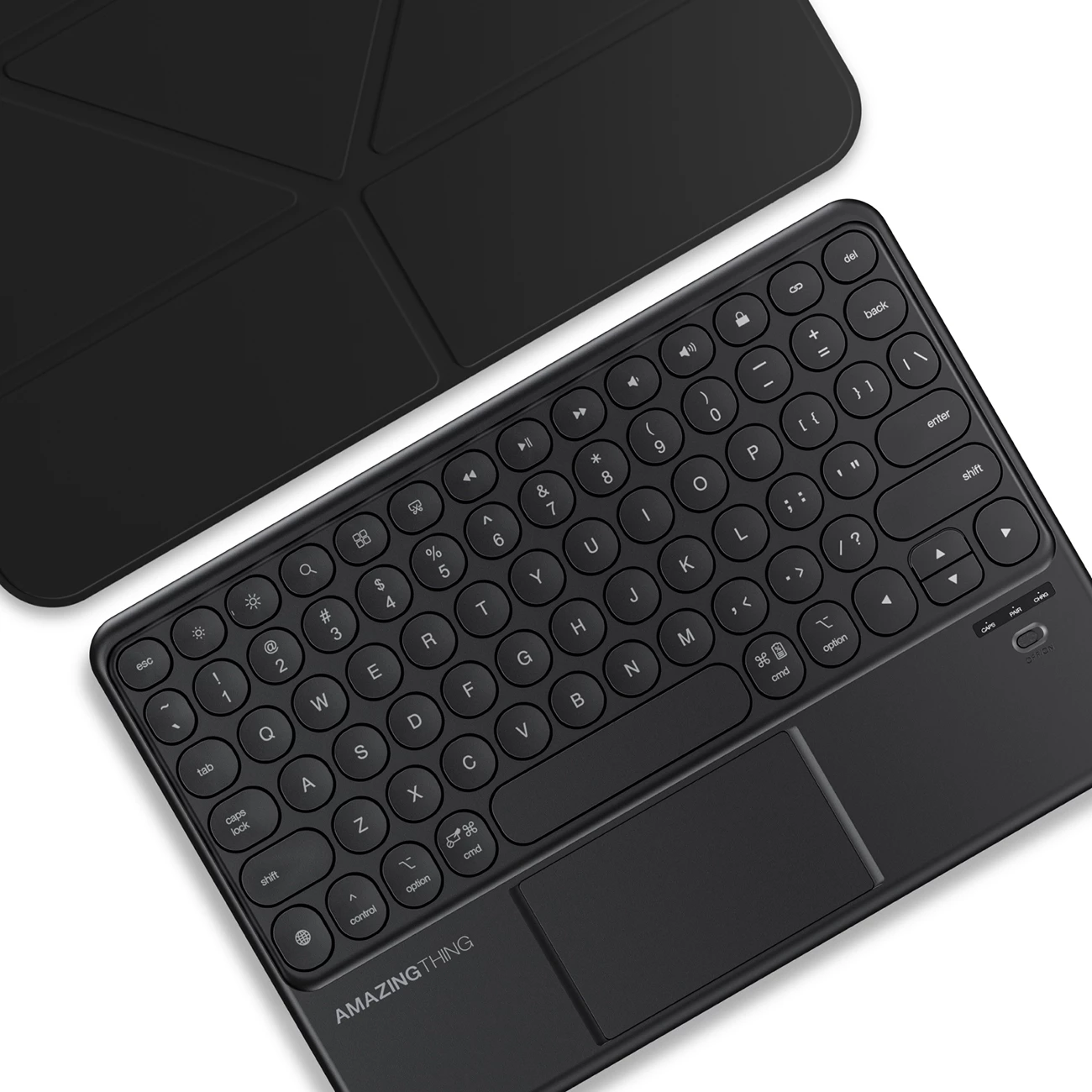 Mbështjellës me tastierë Bluetooth, AmazingThing, Minimal Case KeyLite Combo, për iPad 11" 2025, me touchpad dhe qëndrim me kënde, i zi