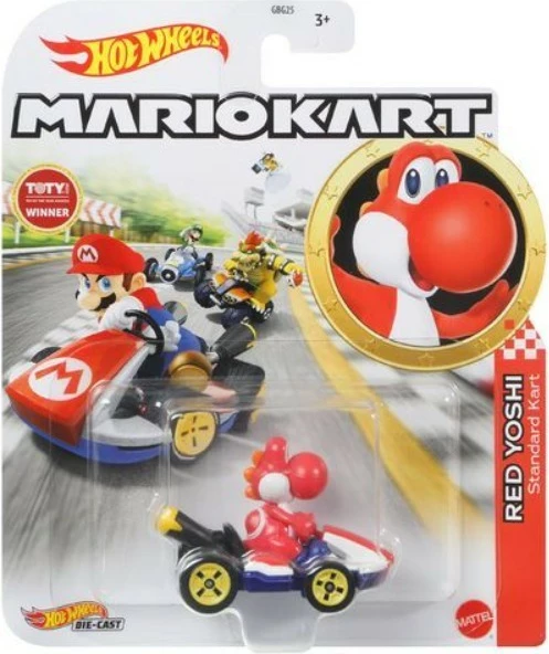 Veture lodër Hot Wheels Mario Kart Red Yoshi Standard Kart, shumëngjyrëshe
