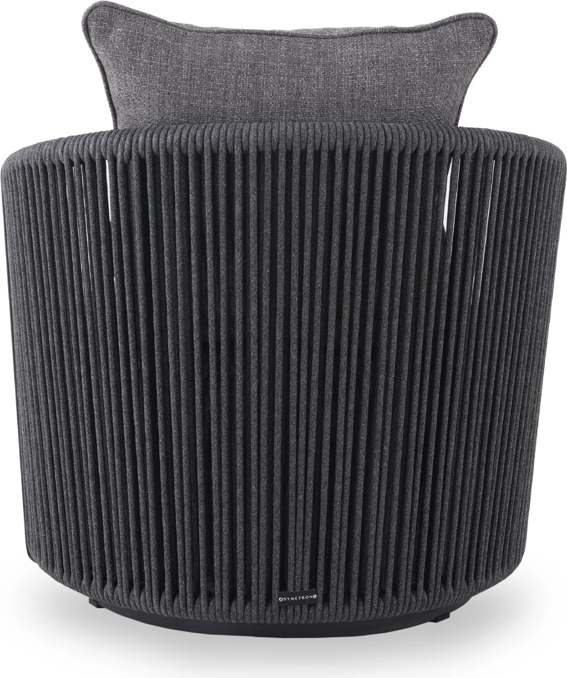 Karrige lounge rrotulluese Lorien, alumin i zi, litar, jastëkë, 76x74x72cm