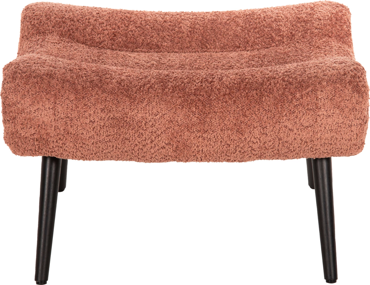 Karrige për këmbë KEMBA, FH9606.02, pëlhurë boucle rozë, këmbë druri të zeza, 68x58x40H cm