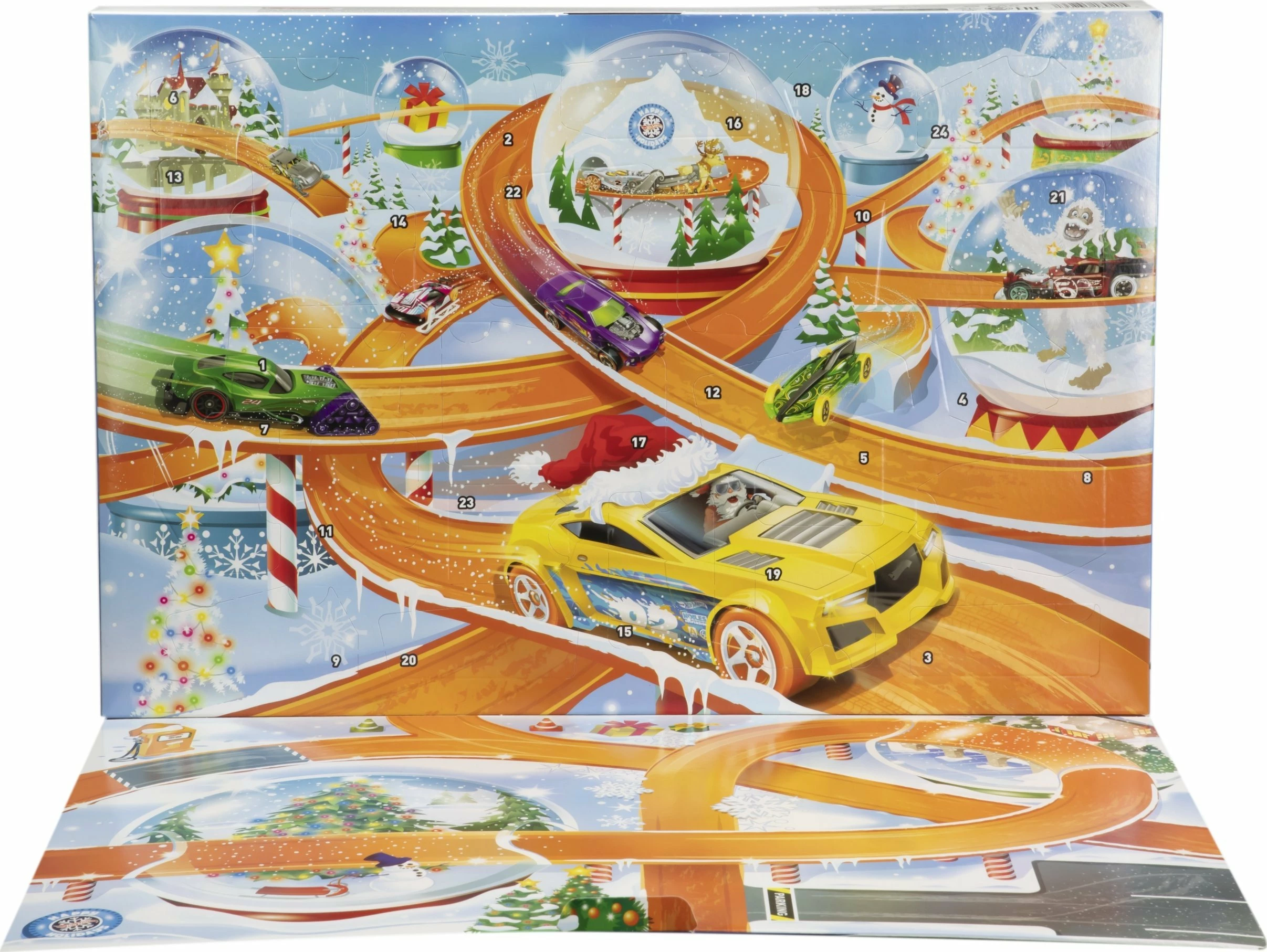 Kalendar adventi Mattel Hot Wheels HTG00, 24 ditë, 8 vetura 1:64 + 16 aksesorë, me tapet loje