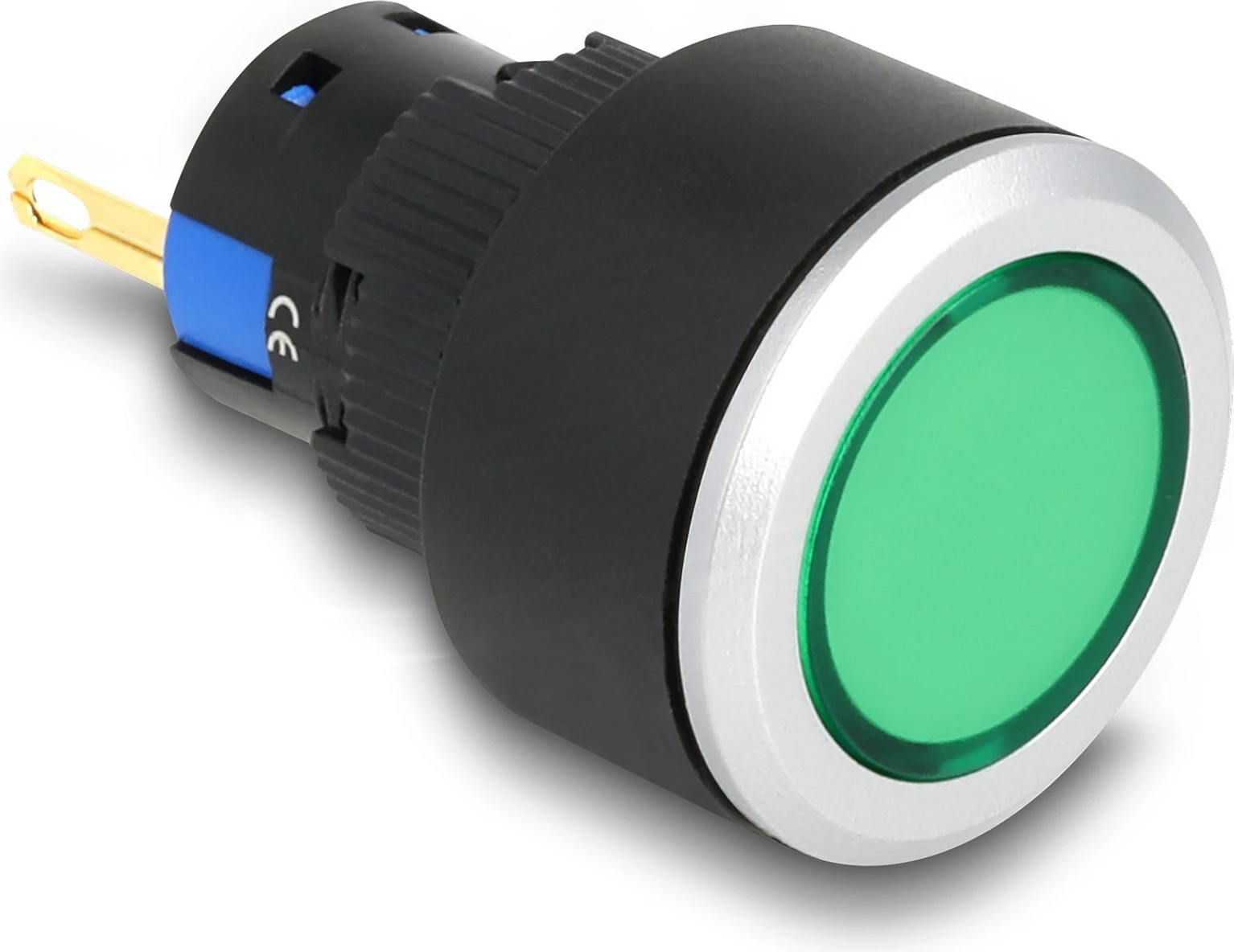 Dritë sinjalizuese industriale DeLOCK 22055, LED jeshile, 250V AC, Ø25 mm, IP65, zezë/argjend/jeshile