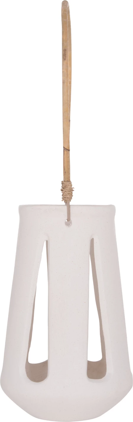 Llambë dekorative tavoline, fibër-cement e bardhë, dorezë ratan, ERANTYL FH4696.02L, 17x27cm