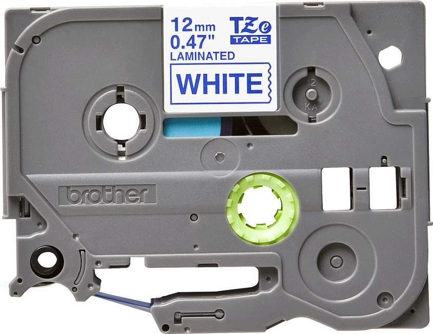 Kasetë shirit etikete Brother TZe-233, 12 mm x 8 m, blu në të bardhë