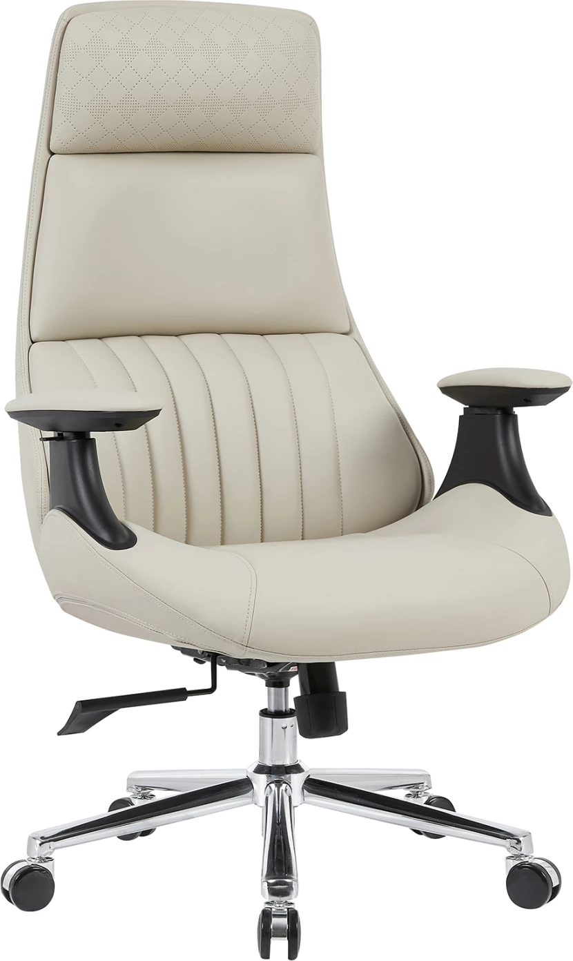 Karrige zyre Pulse FH1234.02, lëkurë sintetike bezhë, bazë e kromuar, 73x70x115-121 cm