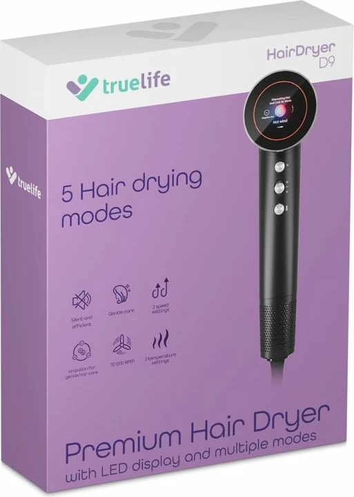 Tharëse flokësh TrueLife D9, e zezë