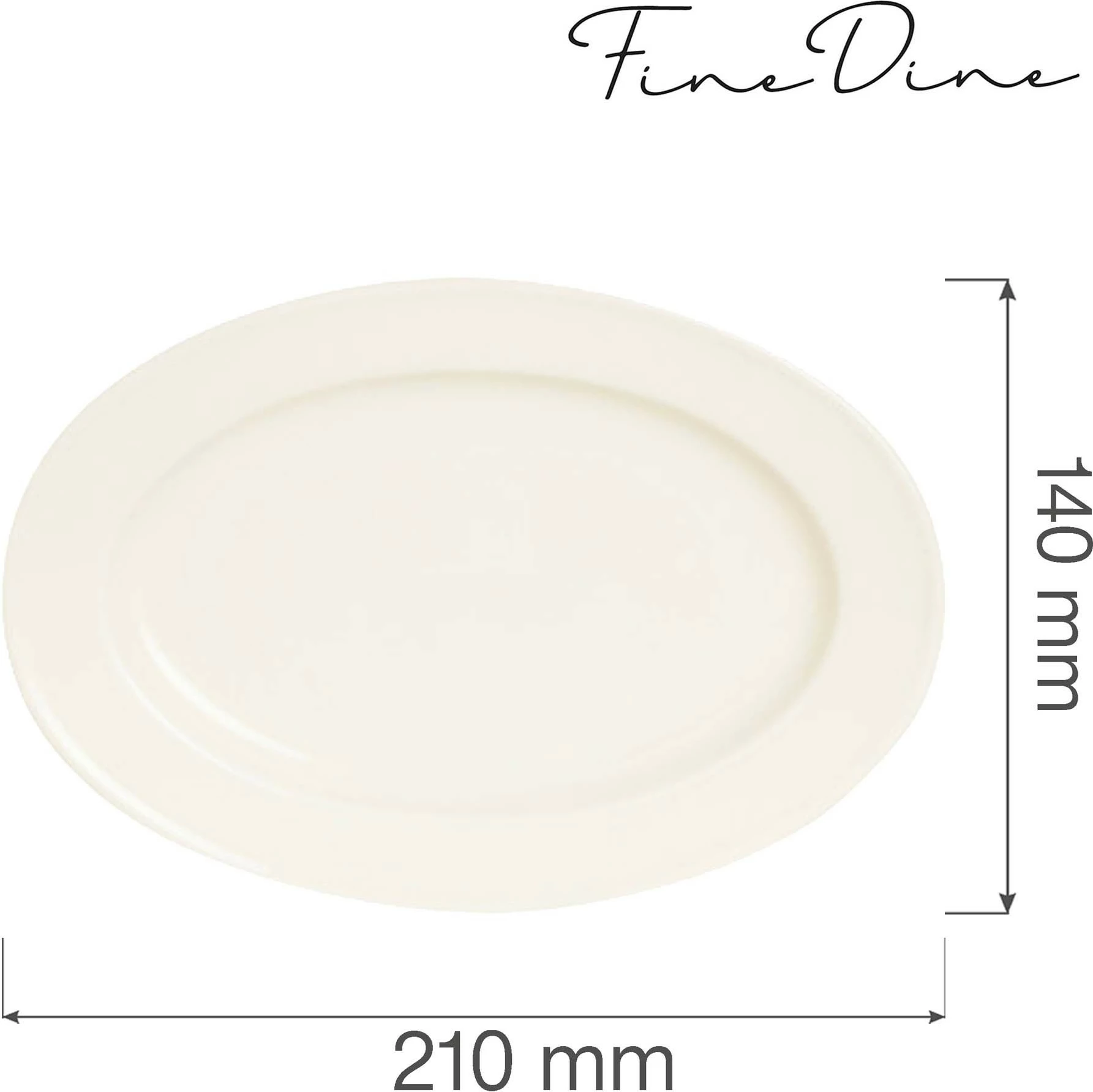 Pjatë ovale Fine Dine Crema 210x140 mm, krem, set 6 copë