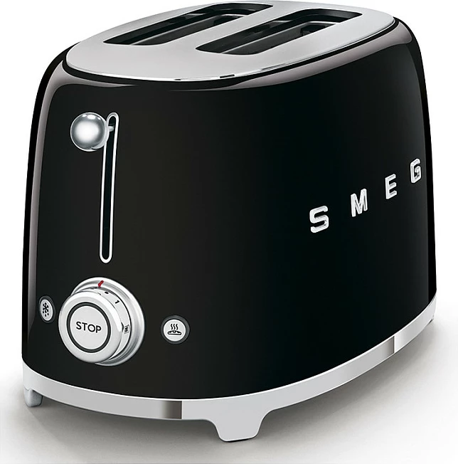 Tostier SMEG TSF01BLEU 2-vrima, stil retro, ngjyrë e zezë me shkëlqim
