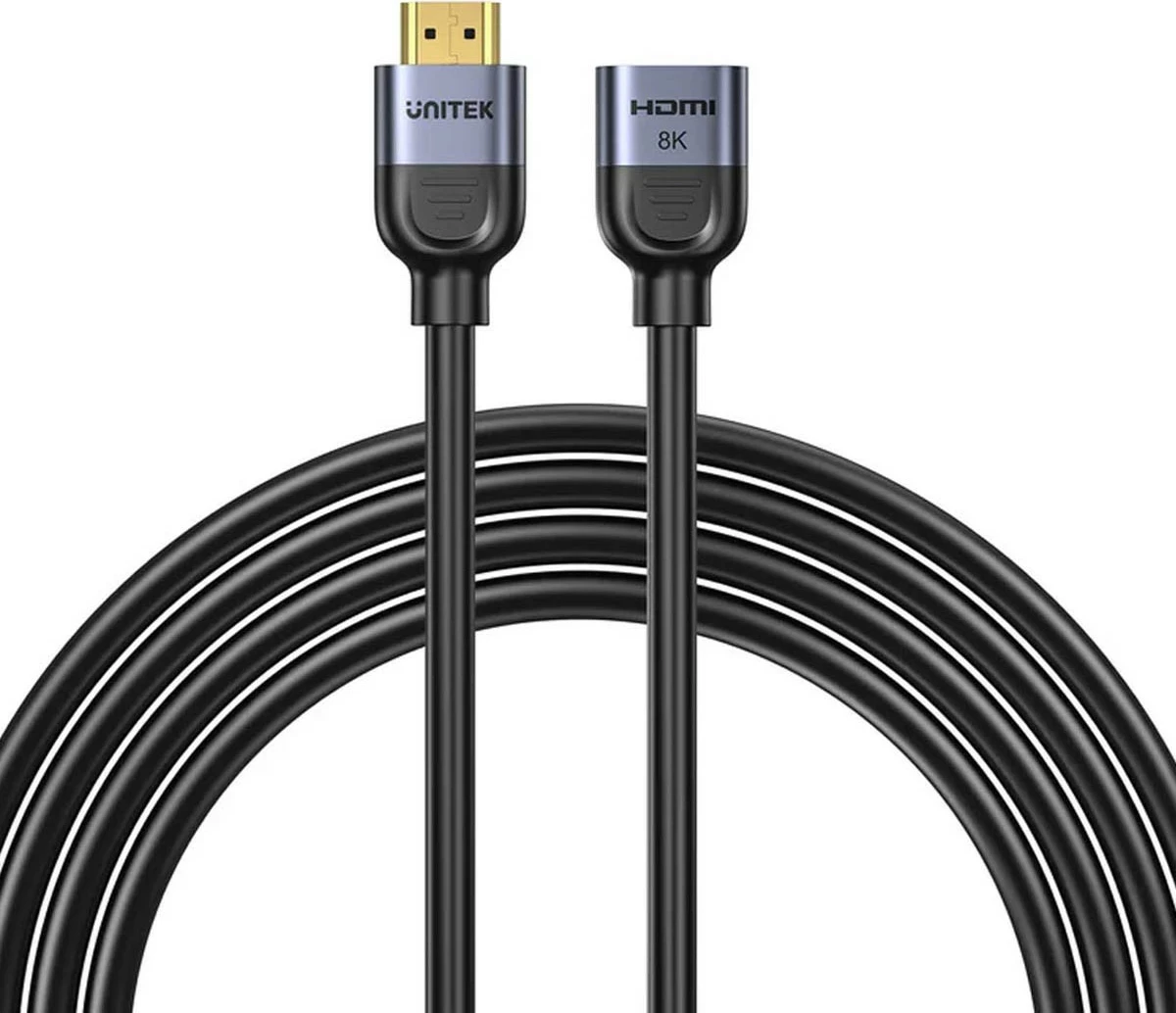 Zgjatues HDMI Unitek 2.1, 8K 3m, ngjyrë argjend-e zezë