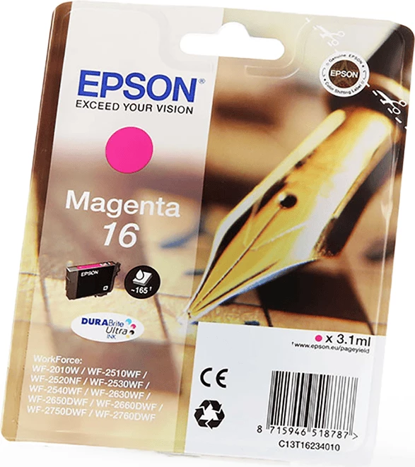 Kartushë bojë, Epson, 16 C13T16234012, 3.1 ml 165 faqe, magenta