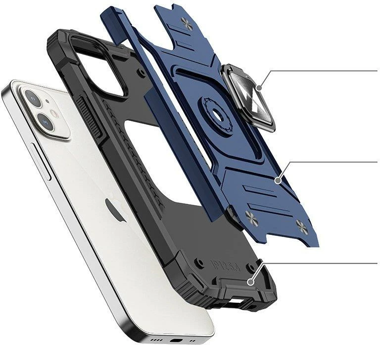 Mbështjellës Wozinsky Ring Armor për iPhone 14 Plus, me unazë dhe mbajtës magnetik, Kaltër