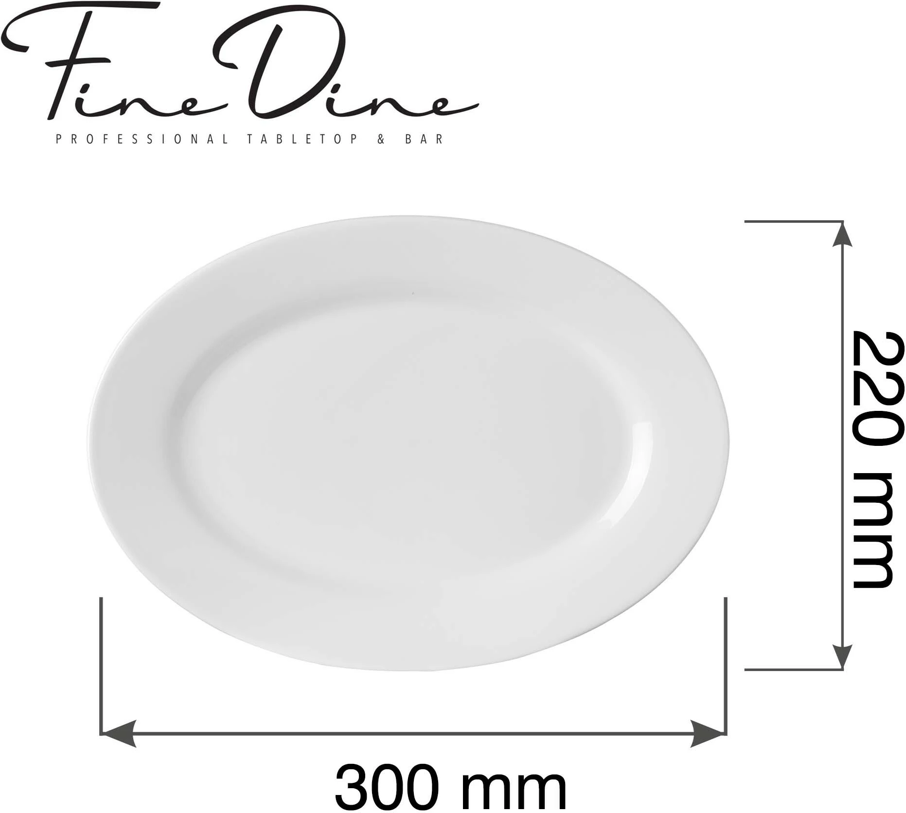 Pjatë servirjeje Fine Dine Pure Bianco 300x220 mm, e bardhë, set 6 copë