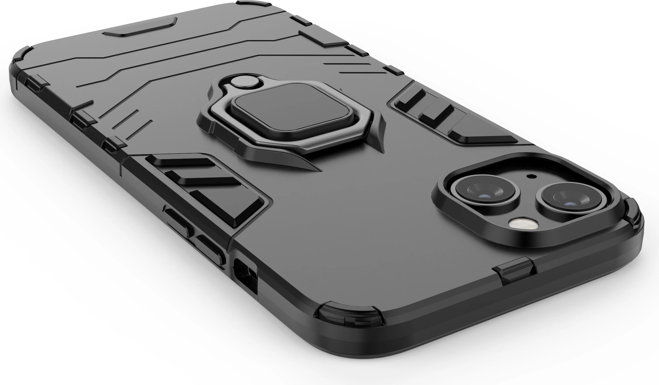 Mbështjellës Hurtel Ring Armor për iPhone 14 Plus, me unazë, i zi