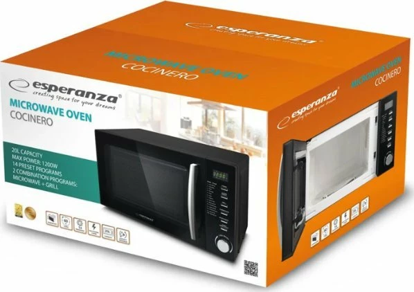 Mikrovalë Esperanza CHEF 20 L 700 W me grill 900 W, e zezë
