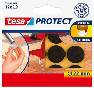 Jastëkë filci vetëngjitës Tesa Protect 22 mm, rrethor, 12 copë, kafe