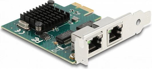 Kartë rrjeti DeLOCK PCIe x1, 2x RJ45 Gigabit LAN (BCM), PCIe 2.0, gri