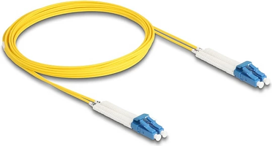 Kabllo fibër optike DeLOCK LC Duplex në LC Duplex, singlemode OS2, 3 m, me konektorë të këndueshëm, e verdhë