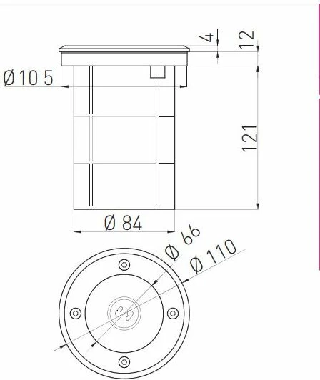 Llambë dyshemeje e jashtme GTV ALFA-O 1x GU10, 230V, IP67, Ø110 x 121, argjendt/zezë