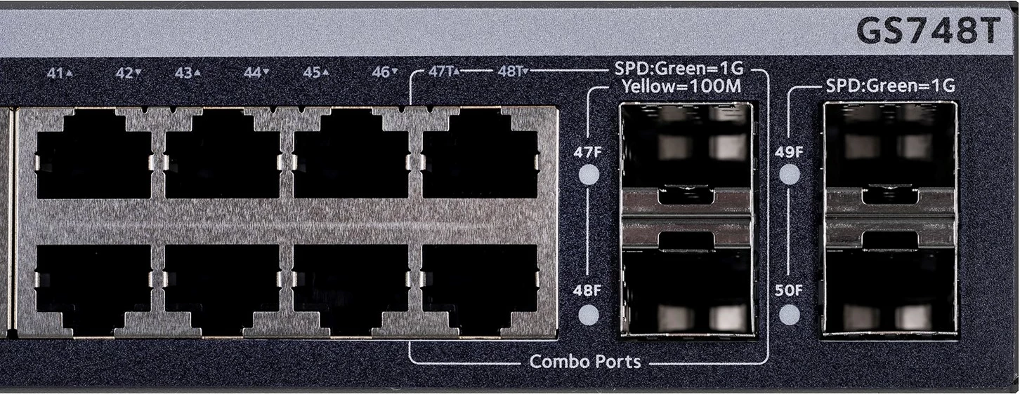 Switch i menaxhuar NETGEAR GS748Tv6, 48 porta Gigabit Ethernet, 2 SFP, Gri