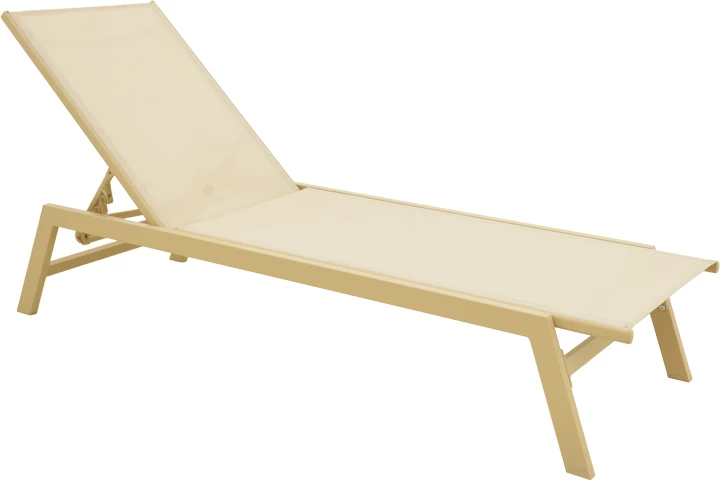 Shezlong alumini Boka, ngjyrë kapuçino-bezhë, 60x192x31cm