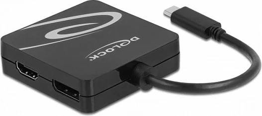 Adapter USB-C DeLOCK 4-në-1 (VGA/DVI/HDMI/DisplayPort), 4K, i zi