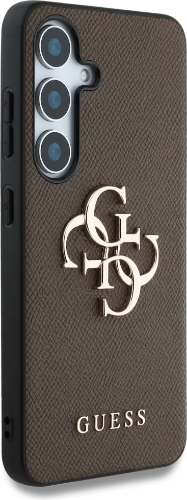 Mbështjellës Guess Grained Big 4G Logo Small Classic Logo për Samsung Galaxy S25, Kafe