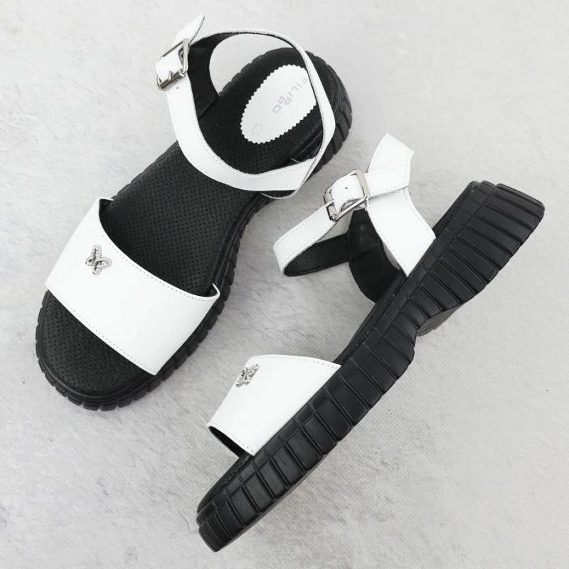 Sandale lëkure Filippo DS6811, të bardha, femra