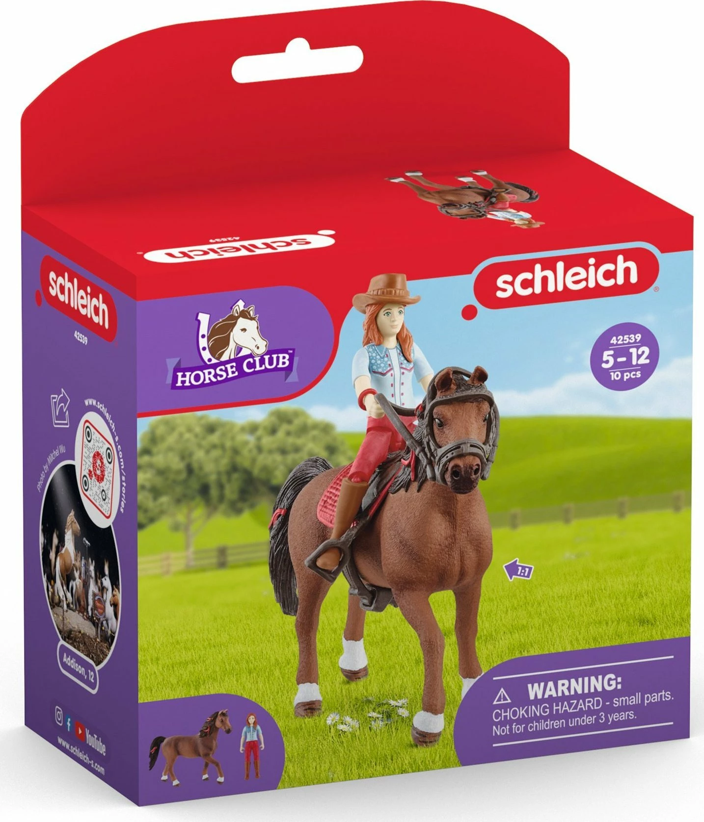 Set figurina Schleich Horse Club Hannah & Cayenne 42539, figurinë e lëvizshme + kalë Quarter Horse me aksesorë western, shumëngjyrëshe