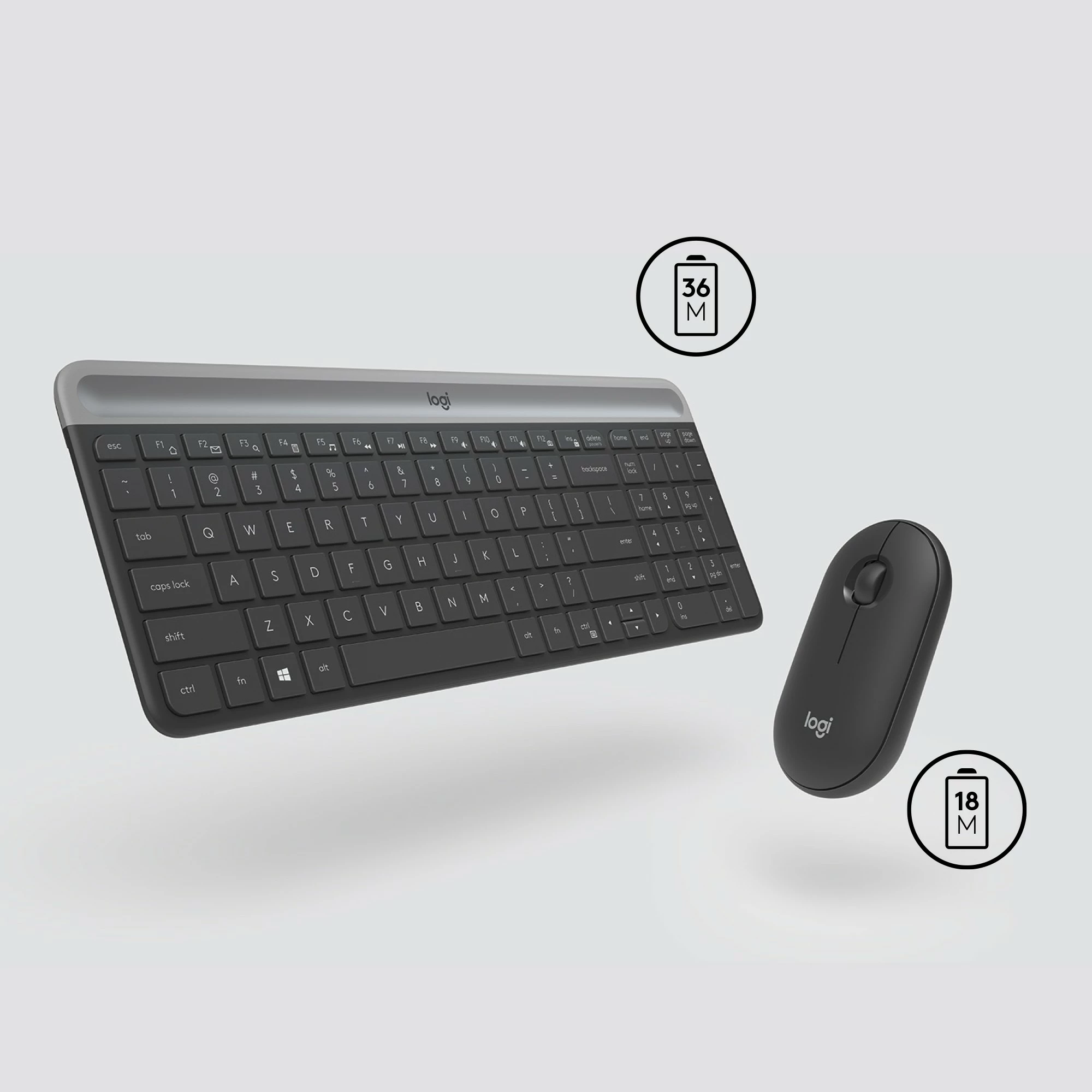 Kasë tastierë me maus Logitech Slim Wireless Combo MK470, full-size, wireless, QWERTZ, graphite