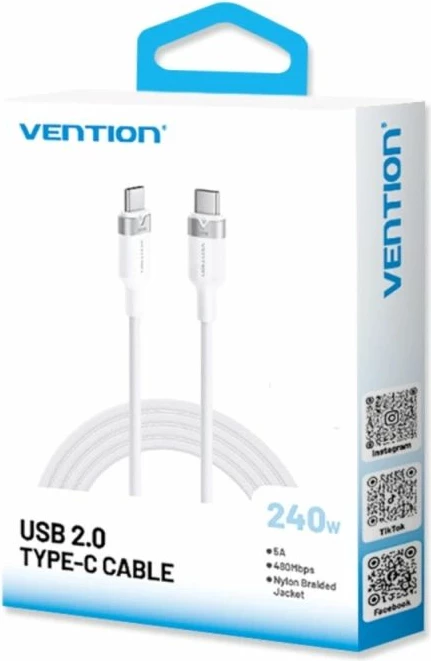 Kabëll USB-C në USB-C Vention, i zi