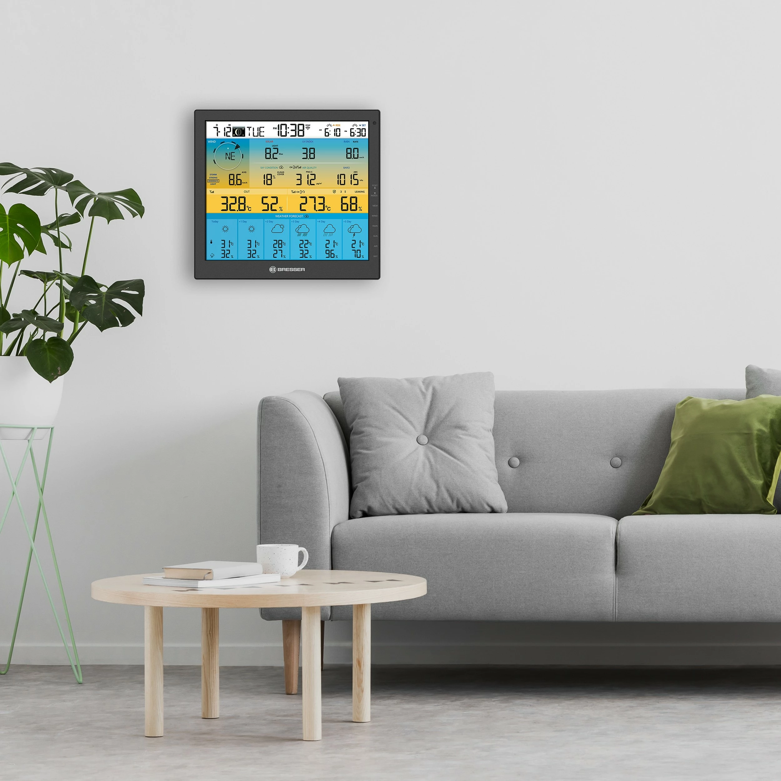 Stacion moti Bresser Wetter Center 7-in-1 solar 6-Tage 4cast Pro SF, i bardhë