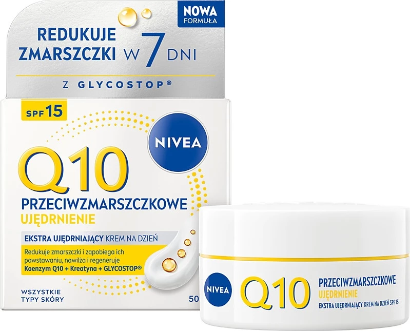 Krem dite anti-rrudha për femra Nivea Q10 Anti-Wrinkle Firming SPF15, 50ml