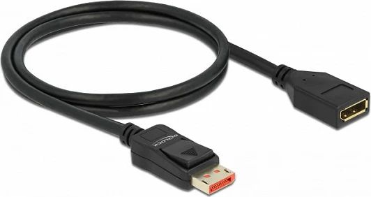 Kabllo zgjatëse DisplayPort DeLOCK 1 m, 8K 60 Hz, DP 1.4, e zezë