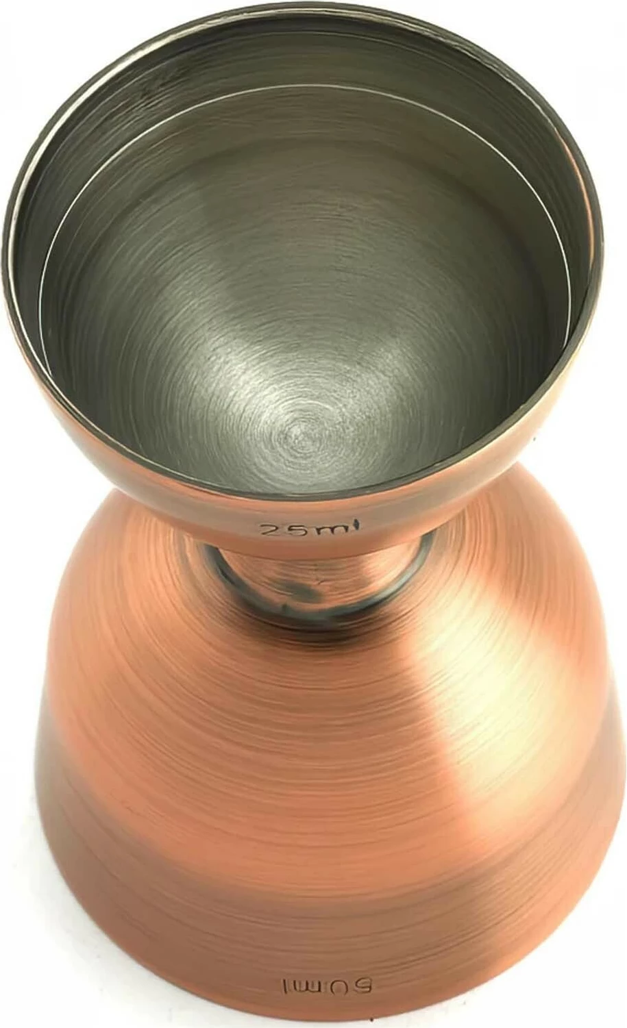 Matës koktejesh bell me buzë të drejtë, BarFly M37098ACP, 25/50 ml, çelik inox 18/8, bakër antik