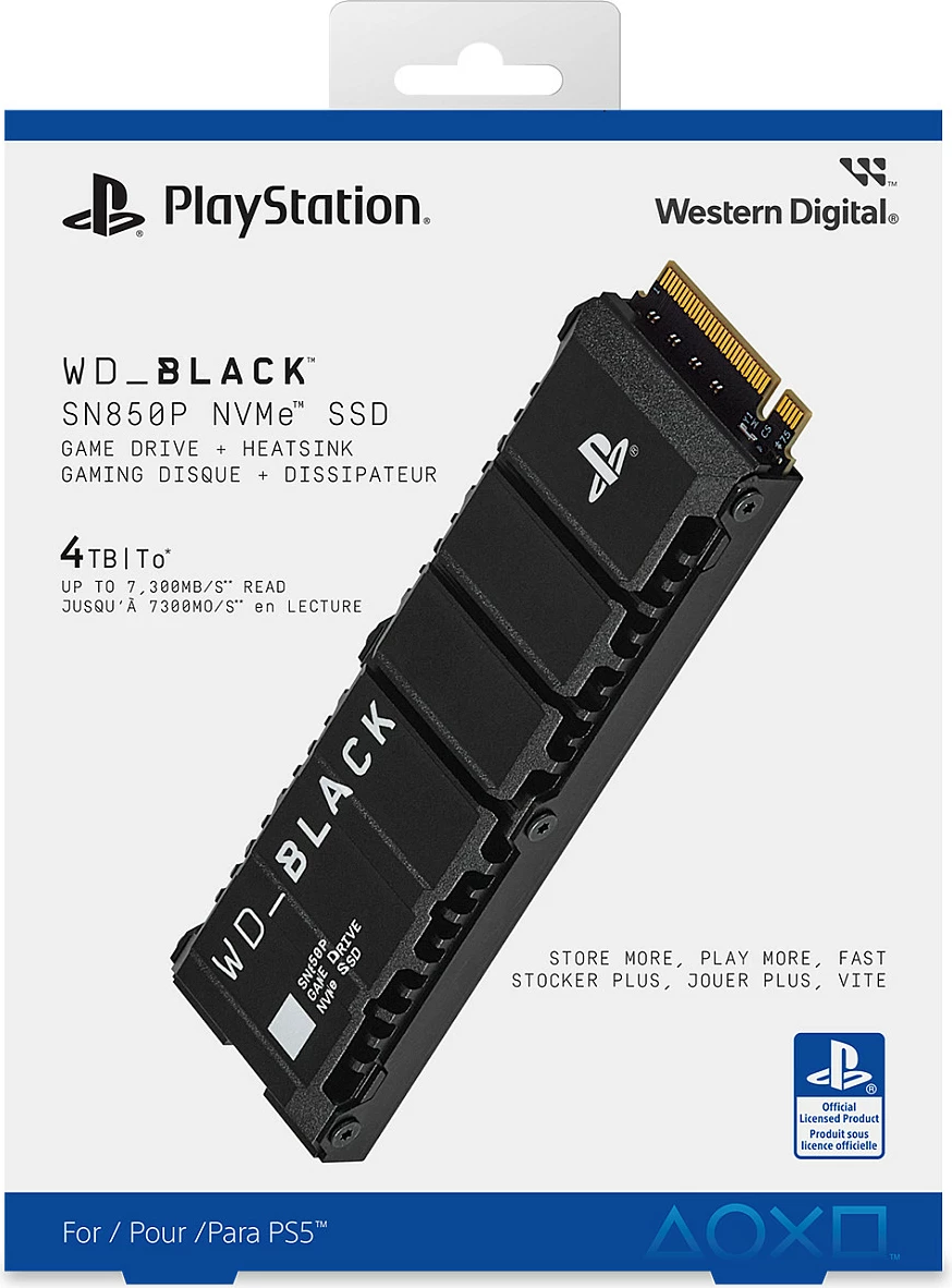 SSD M.2 NVMe WD_BLACK SN850P 4TB, PCIe 4.0, me heatsink, për PS5, e zezë
