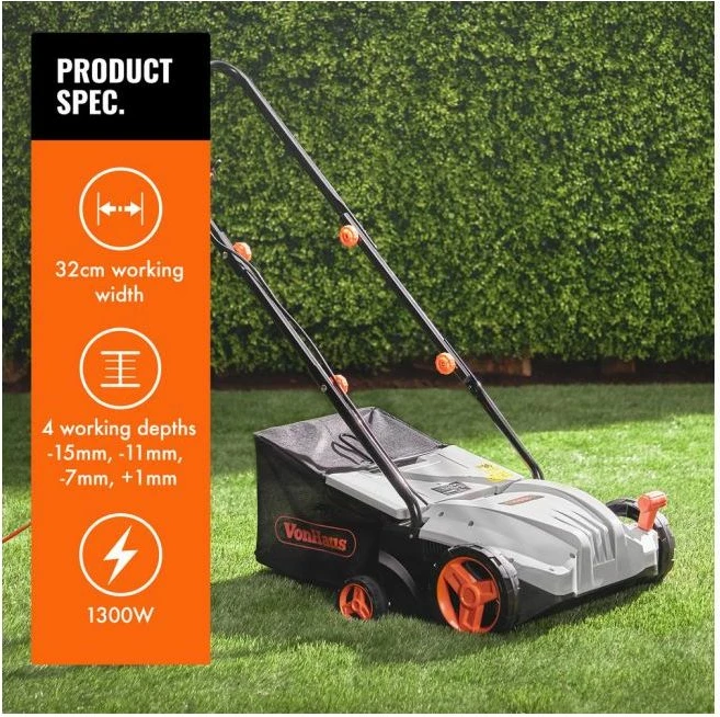 Skarifikator elektrik për bar VONHAUS 2500191 1300W 32cm qese 28L, gri/zezë me portokalli