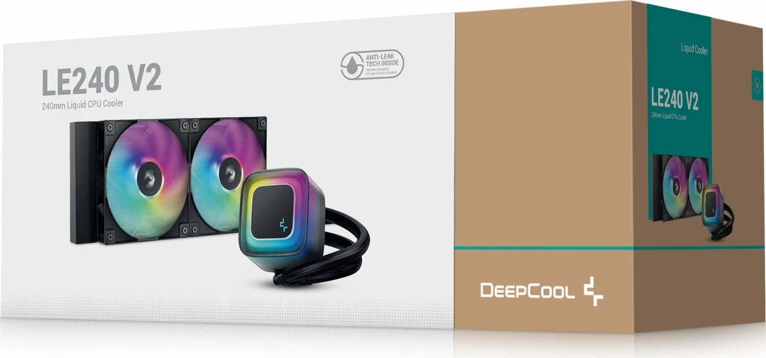 Ftohës uji AIO Deepcool LE240 V2 240mm ARGB, i zi, set me 2 ventilatorë