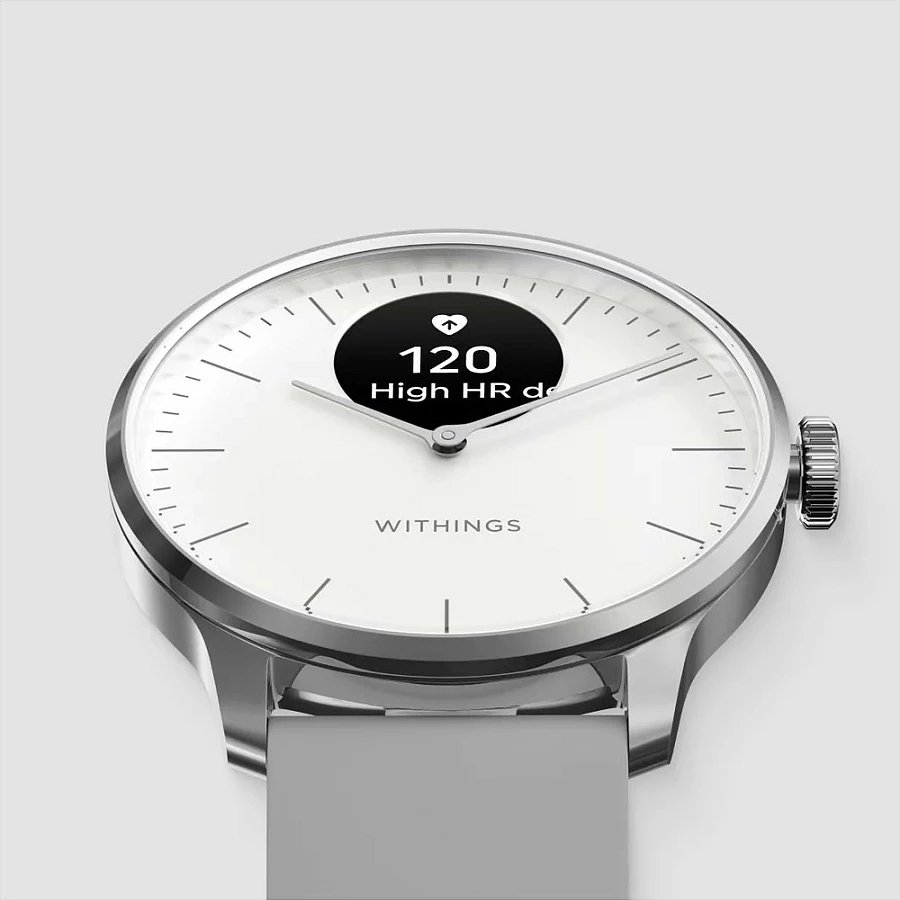 Smartwatch Withings ScanWatch Light, 37mm, OLED, 30 ditë bateri, rrip i bardhë