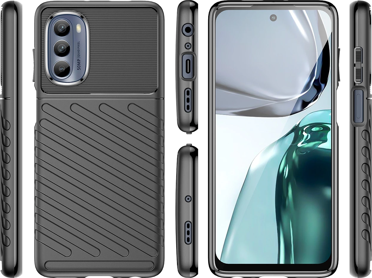 Mbështjellës Hurtel Thunder Case për Motorola Moto G62 5G, TPU, i zi