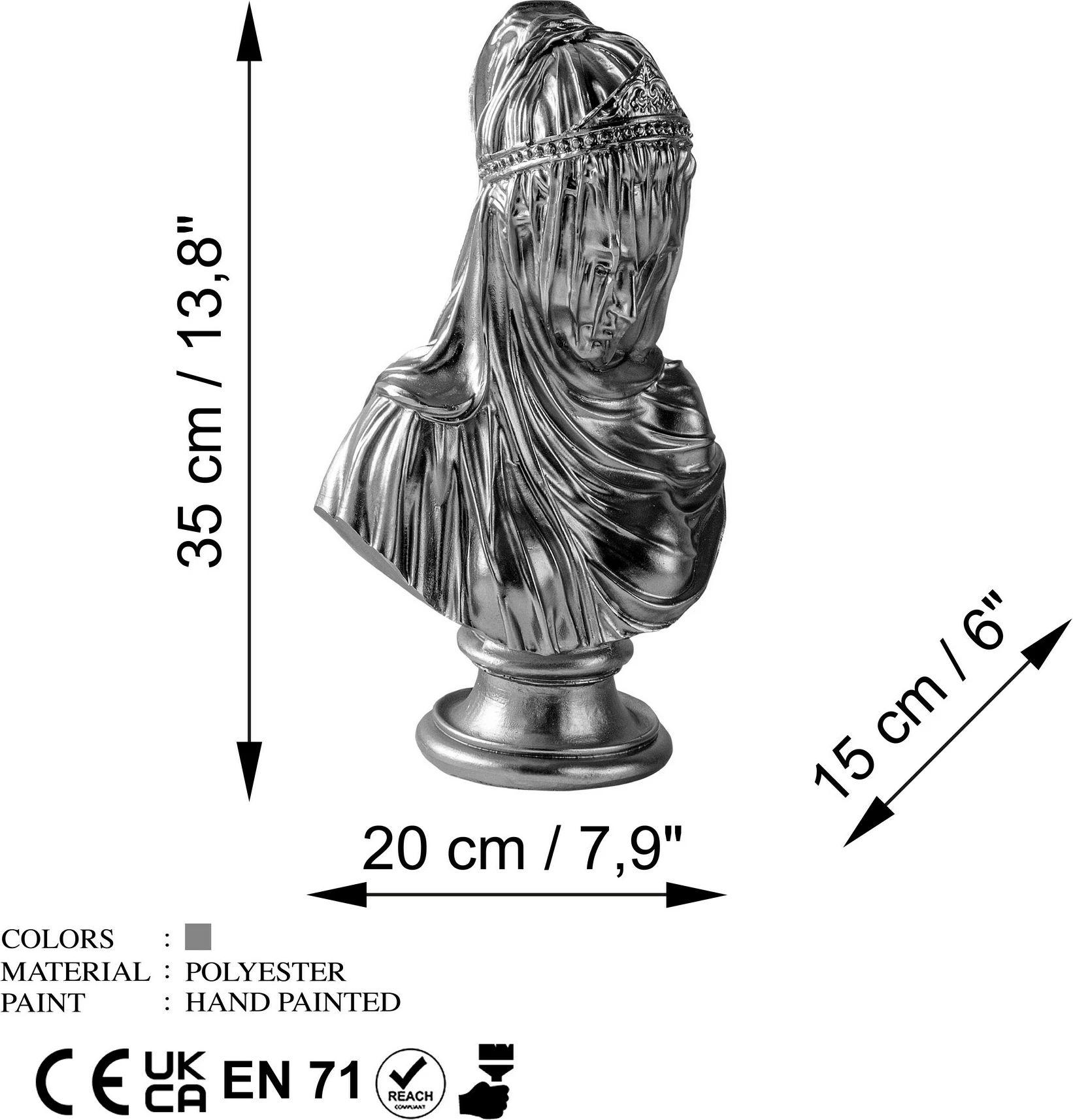 Objekt dekorativ Aberto Design, Yak-038-B, ngjyrë argjendi