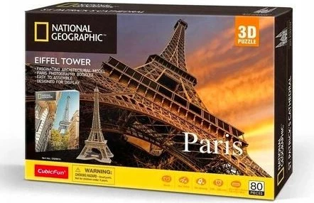 Puzzle 3D Cubic Fun National Geographic Kulla Eiffel Paris, 80 pjesë